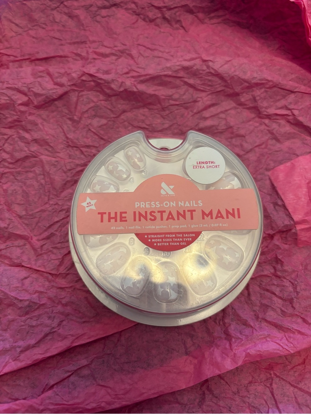 The Instant Mani Press-On Nails - Pink & White Stars